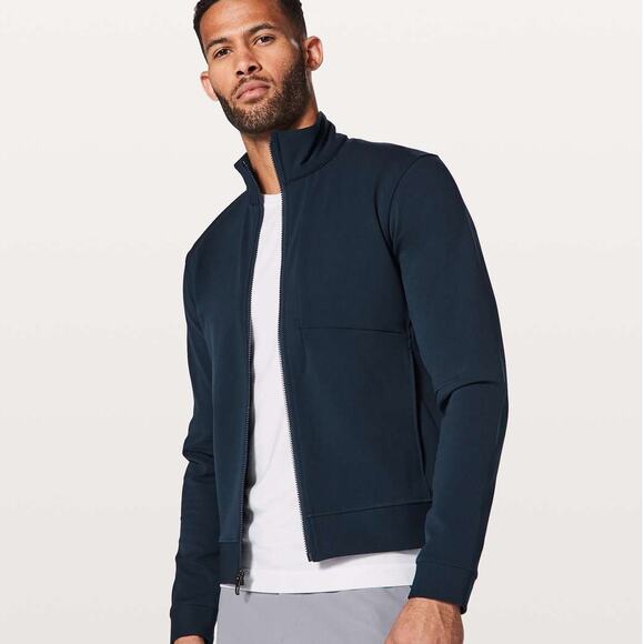 Lululemon Mens Lululemon Sojourn Track Jacket True Navy Size Small EUC Zip Front - Picture 1 of 15